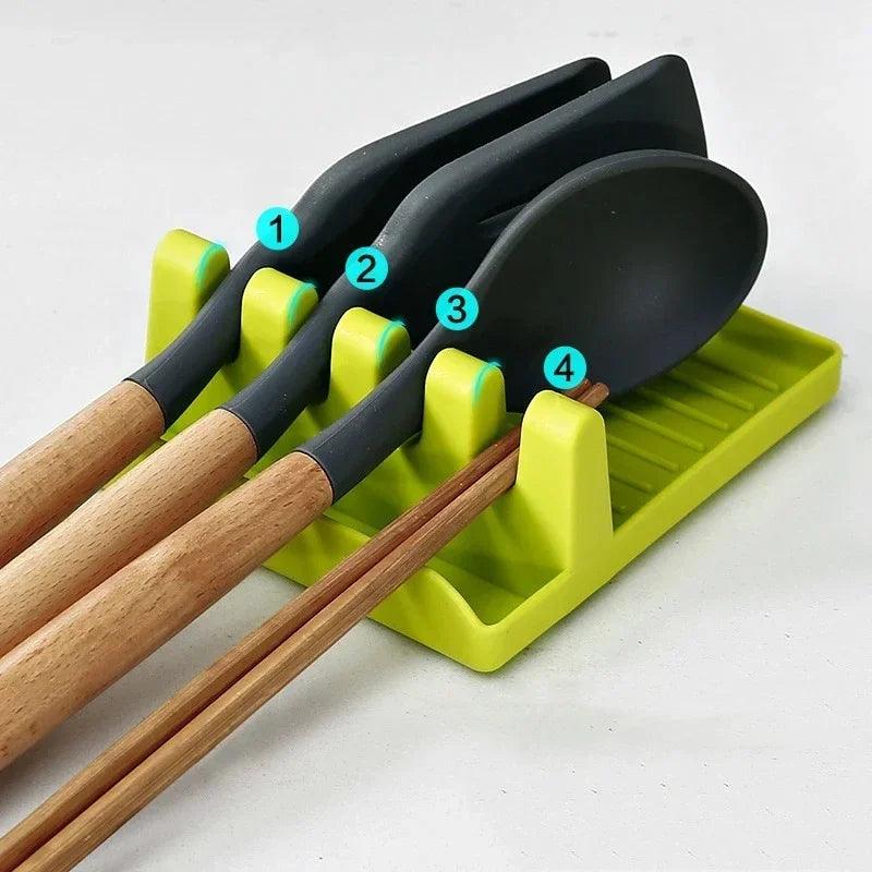 Kitchen Spoon Holders Pot Lid Rack Pot Lid Cooking Tool Tableware Storage Rack Spoon Chopsticks Holder Spatula Drain Rack Gadget