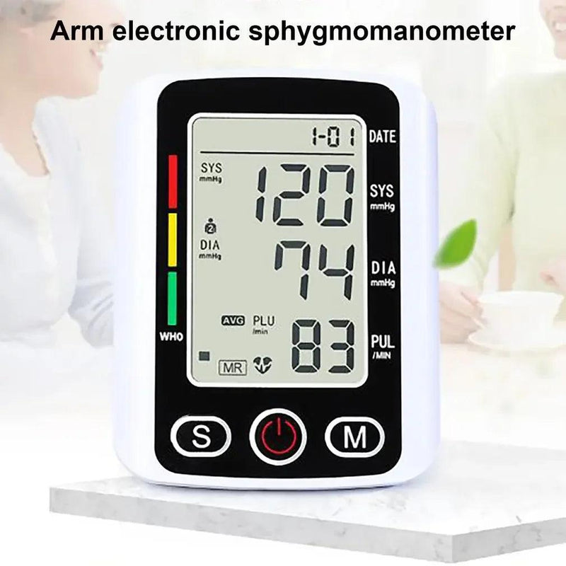 Medical Automatic Pressure Tonometer Tensiometer Heart Rate Pulse Meter BP Monitor Healthy Digital Arm Blood Pressure Meter Cuff