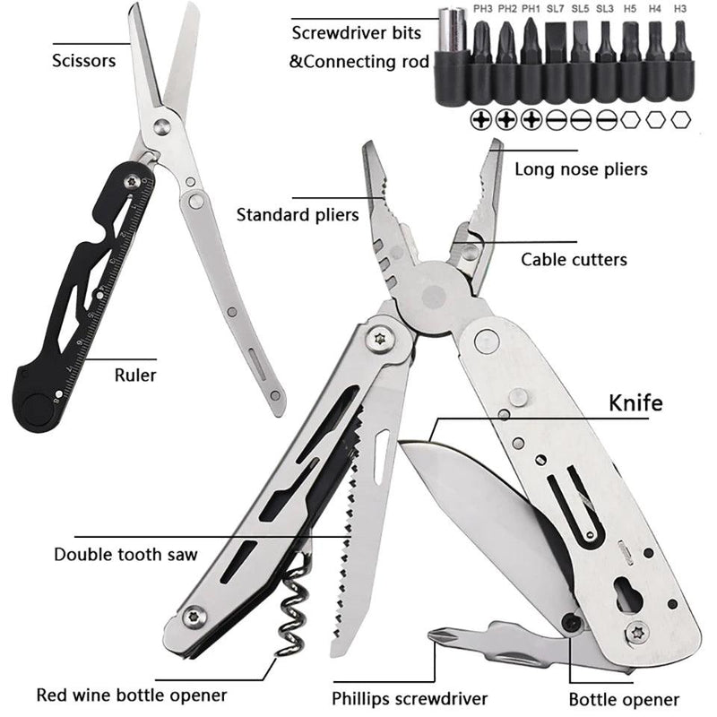 LUCHSHIY Multifunctional Hand Tool Pliers Folding Knife Scissors Plier Saw Outdoor Camping EDC Equipment Folding Multitool