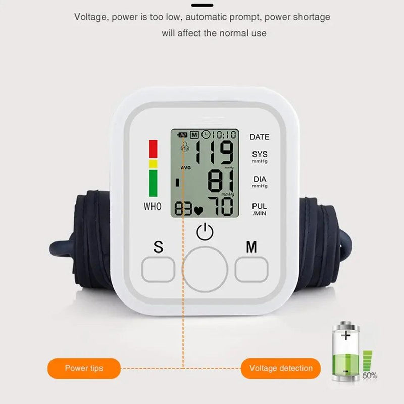 Medical Automatic Pressure Tonometer Tensiometer Heart Rate Pulse Meter BP Monitor Healthy Digital Arm Blood Pressure Meter Cuff