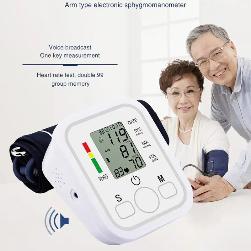 Medical Automatic Pressure Tonometer Tensiometer Heart Rate Pulse Meter BP Monitor Healthy Digital Arm Blood Pressure Meter Cuff