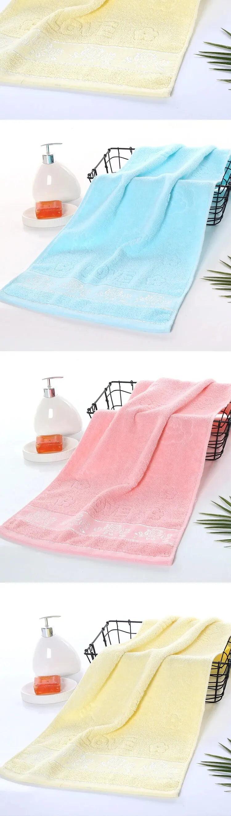 2pcs Cotton Towel Rose Thickened Towel Quick Absorbent Soft Quick Dry Face Towel Bathroom Hotel Travel Supply