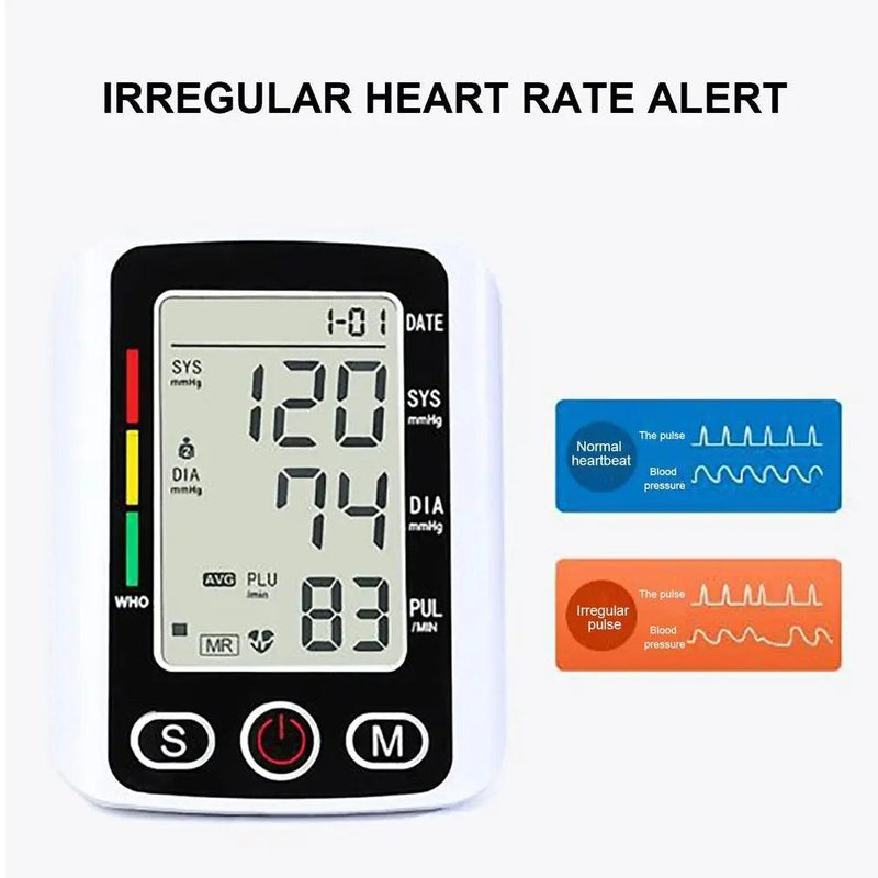 Medical Automatic Pressure Tonometer Tensiometer Heart Rate Pulse Meter BP Monitor Healthy Digital Arm Blood Pressure Meter Cuff