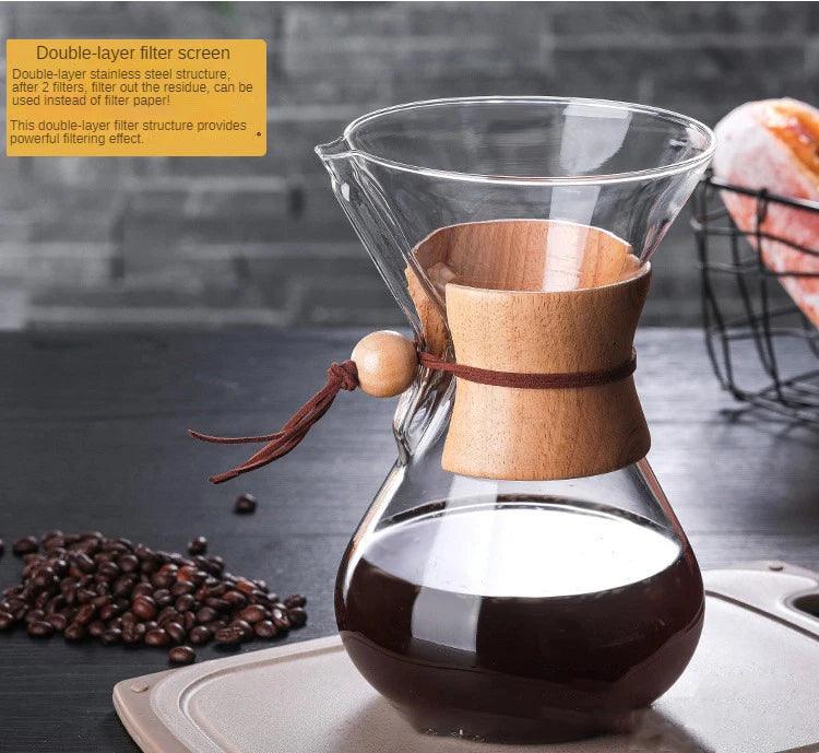 Hand Brewed Coffee Sharing Pot Filter Screen Glass Coffee Filter Cup Coffee Pot Set Drip Small Household Glass Pot Coffee Jar