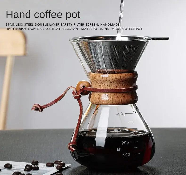 Hand Brewed Coffee Sharing Pot Filter Screen Glass Coffee Filter Cup Coffee Pot Set Drip Small Household Glass Pot Coffee Jar