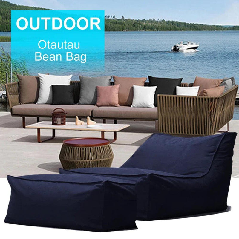 OTAUTAU Outdoor Waterproof Oxford Chaise Lounge Pouf Cover No Filler Garden Beach Camp Beanbag Sofa Bed Puff Salon Ottoman SF062