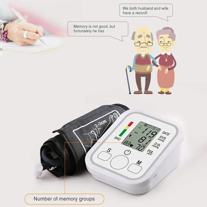 Medical Automatic Pressure Tonometer Tensiometer Heart Rate Pulse Meter BP Monitor Healthy Digital Arm Blood Pressure Meter Cuff