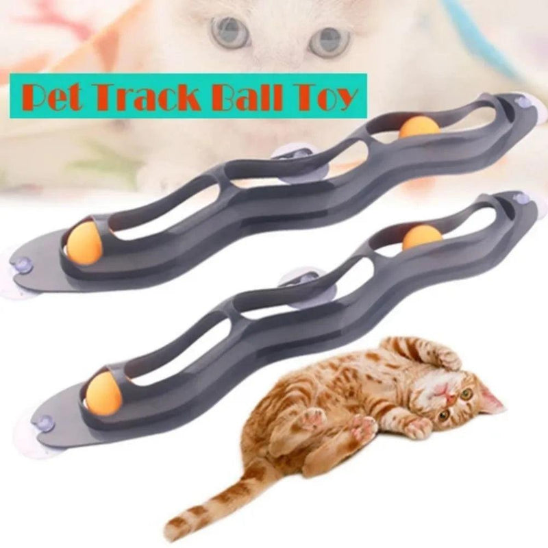 Cats Puzzle Toy Track Window Sucker Toys Ball Funny Cat Scratcher Large Size Tease Cat Interactive Pet Pingpong Table Tennis Toy