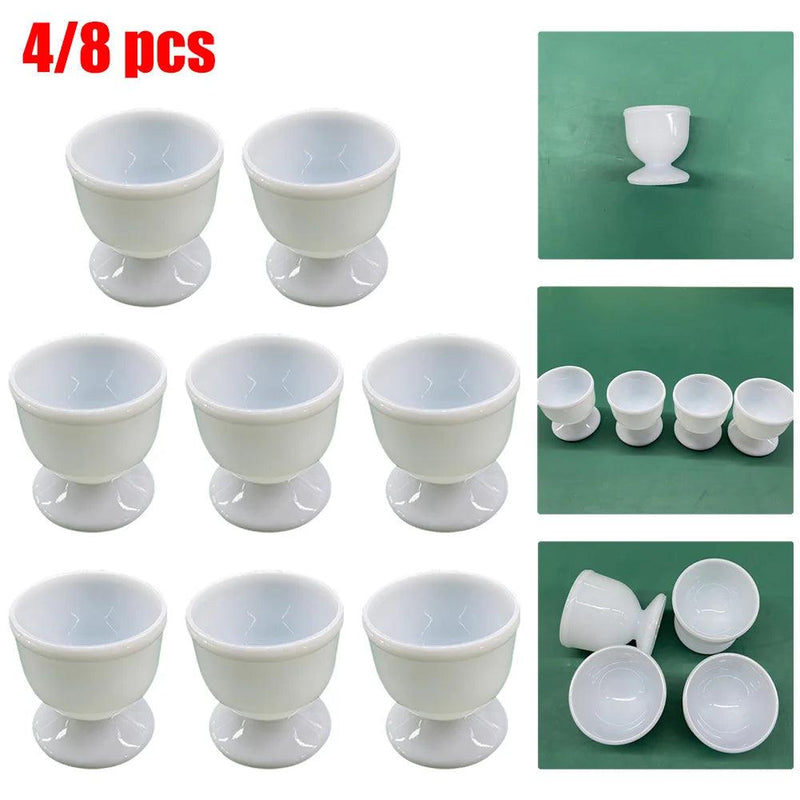 4/8pc Egg Cups Holders Hard Soft Boiled Eggs Holders Cups Novel White  Breakfast Plastic Kitchen Accessories