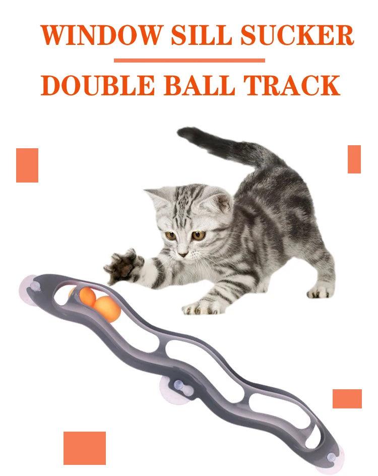 Cats Puzzle Toy Track Window Sucker Toys Ball Funny Cat Scratcher Large Size Tease Cat Interactive Pet Pingpong Table Tennis Toy