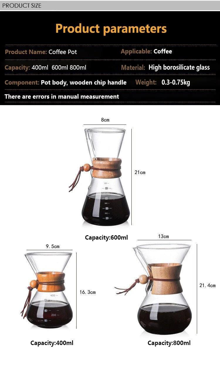 Hand Brewed Coffee Sharing Pot Filter Screen Glass Coffee Filter Cup Coffee Pot Set Drip Small Household Glass Pot Coffee Jar