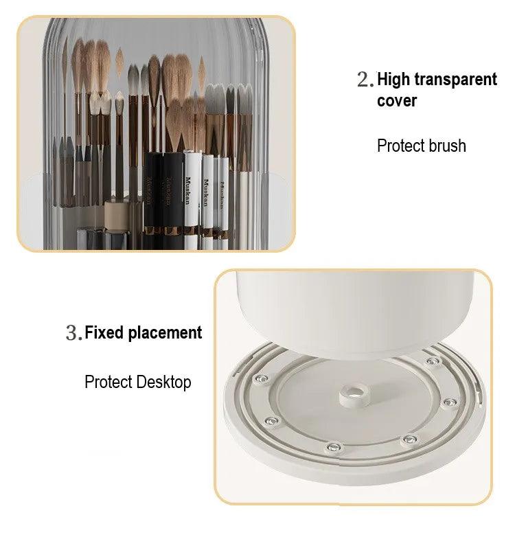 360° Rotating Makeup Brush Holder With Lid Luxury Cosmetic Organizer Lipstick Eyebrow Pencil Holder Eye Shadow Storage Box