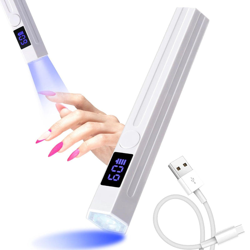 Handheld UV Led Nail Lamp Mini Nail Lamp with Two Timer Settings Rechargeable Manicure Lamp for Curing All Nails Gel Nail Polish