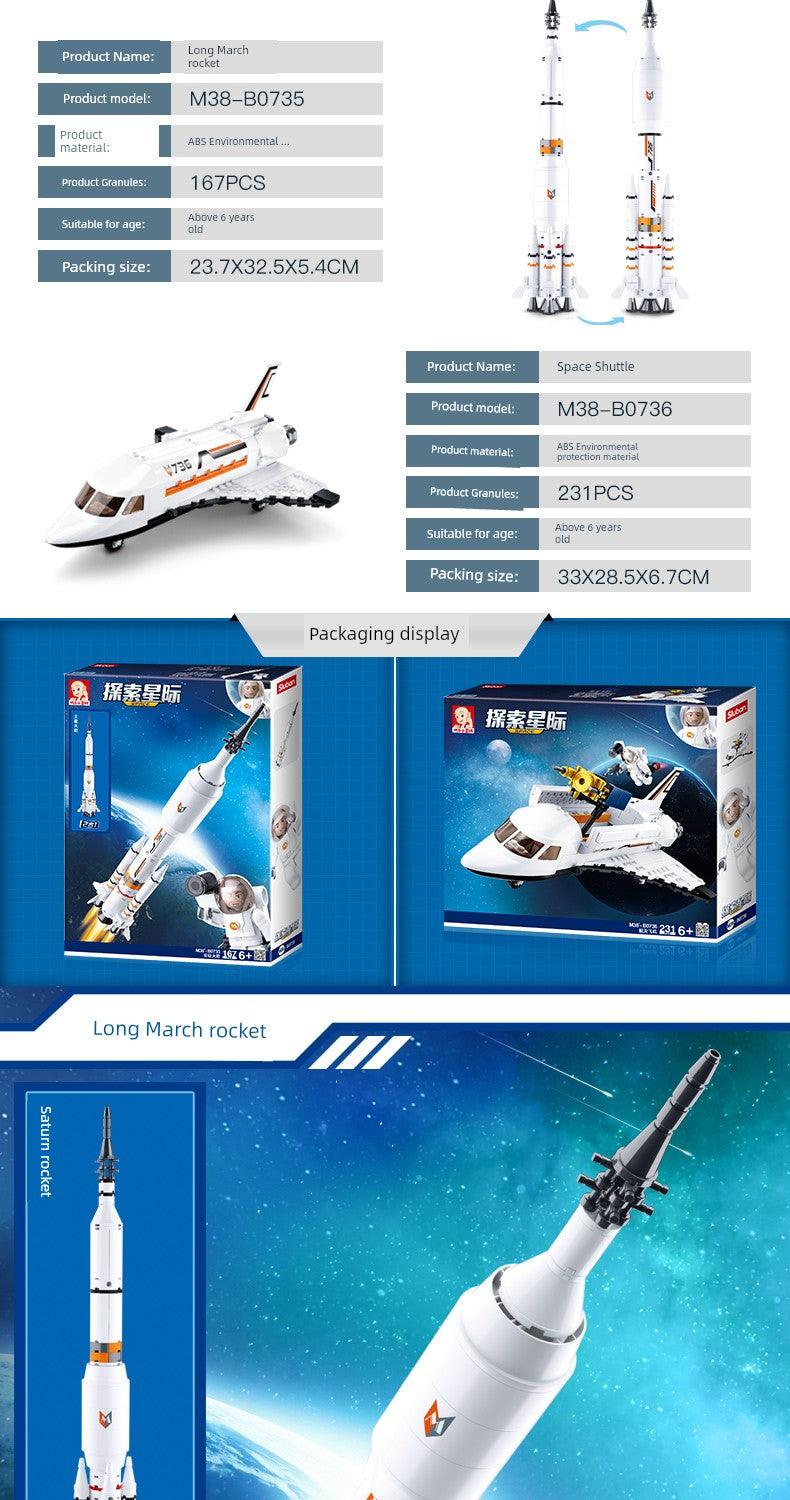 Splicing Toy Building Blocks Space Rocket Model International Space Station Space Shuttle Boys Puzzle