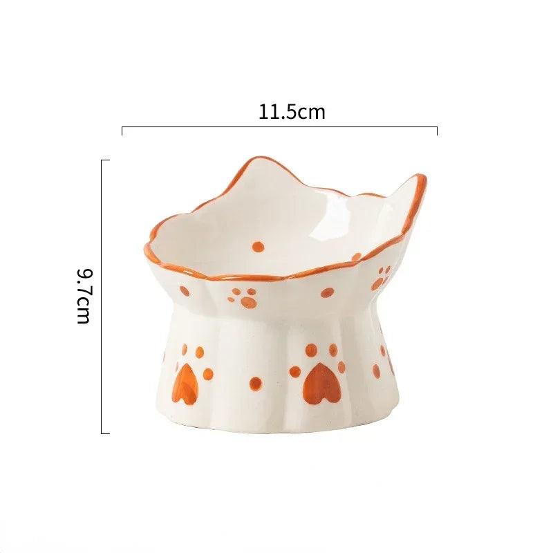 Cat Ceramic Food Bowl Elevated Pet Drinking Eating Feeders Small Puppy Dogs Snack Water Bowls Set Cats Feeding Accessories