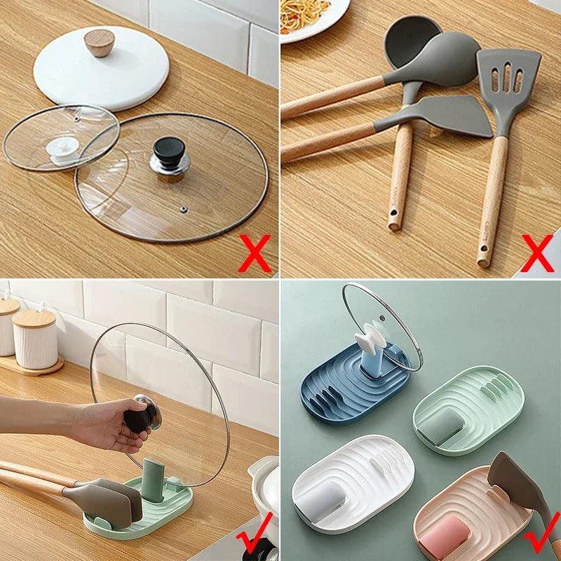 1PC Polychrome Foldable Nordic Style Pot Holder Lid Shovel Storage Rack Practical Multifunctional Utensils for Kitchen Supplies