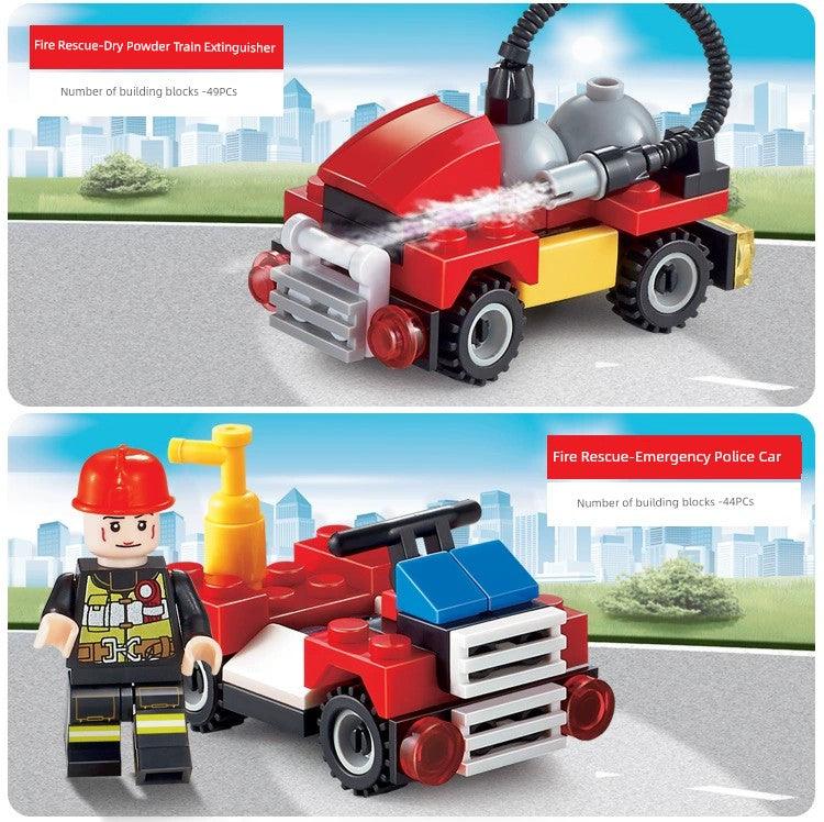 Small Particles Boys Assemble Car Toy Building Blocks