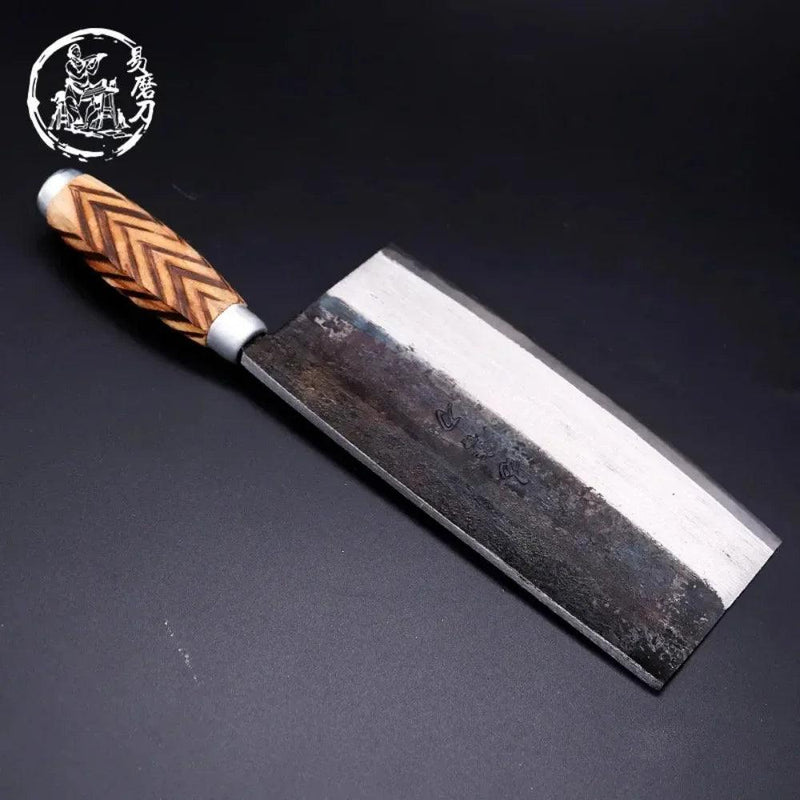 Handmade Chinese Kitchen Knives High Carbon Forged Kitchen Cleaver Wood Handle Slicing Knife Traditional Cooking Tools