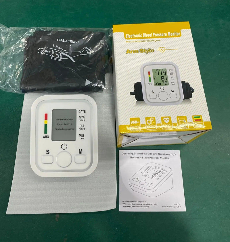 Medical Automatic Pressure Tonometer Tensiometer Heart Rate Pulse Meter BP Monitor Healthy Digital Arm Blood Pressure Meter Cuff