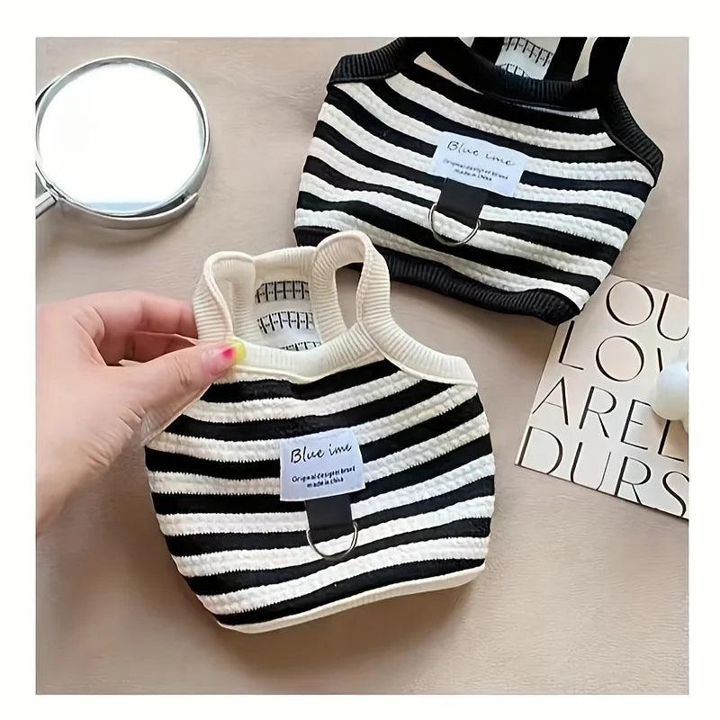 ﻿ Summer Thin Style Dog Vest, Simple Striped Puppy Suspender Tractable Teddy Clothes Soft Pullover For Pets Dog Products Clothes