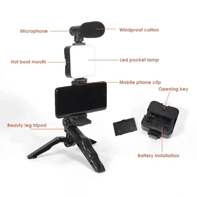 Mobile tripod kit with microphone LED fill light handheld live broadcast mini portable photography live broadcast fill light