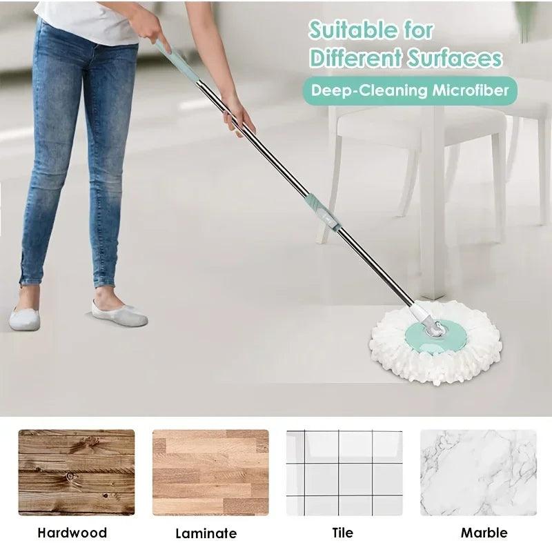 2024 NEW HOT Suit, automatic rotating mop /3pcs mop replacement head, clean microfiber tow bucket lazy magic mop bucket.