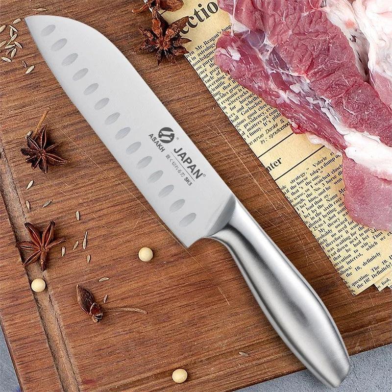 Stainless Steel Household Slicing Kitchen Knives Meat Cleaver Chopping Knife 1-7pcs Chef Knife Set Hollow Handle Knife Set