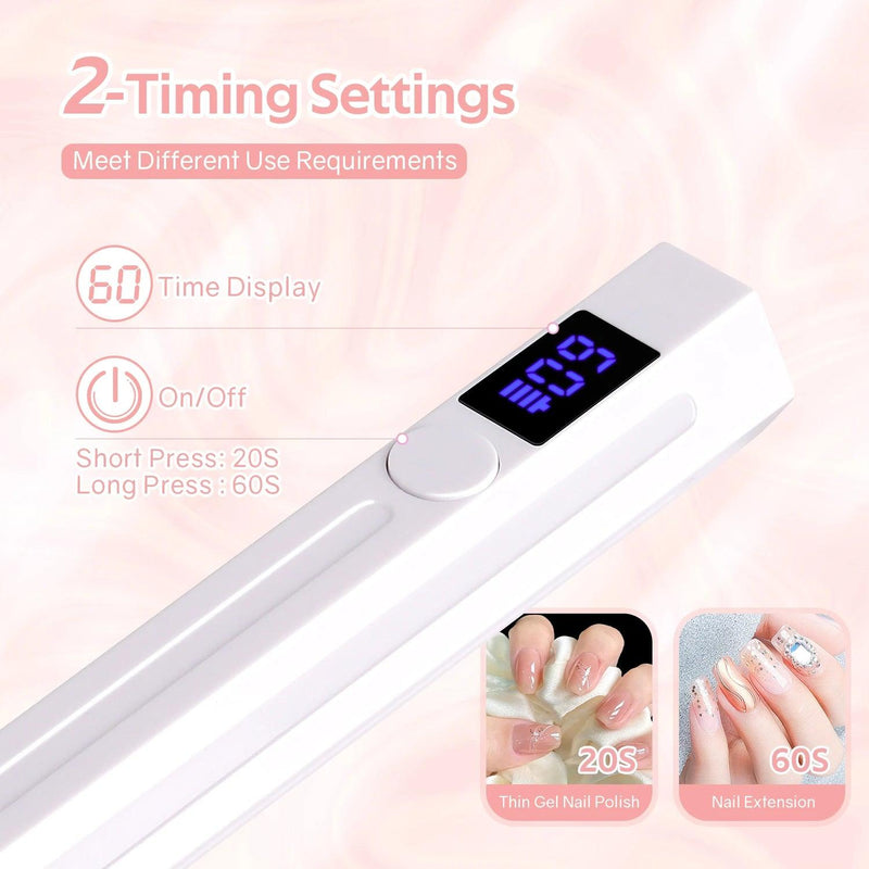 Handheld UV Led Nail Lamp Mini Nail Lamp with Two Timer Settings Rechargeable Manicure Lamp for Curing All Nails Gel Nail Polish