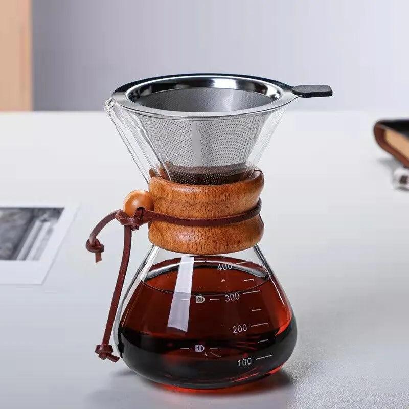 Hand Brewed Coffee Sharing Pot Filter Screen Glass Coffee Filter Cup Coffee Pot Set Drip Small Household Glass Pot Coffee Jar