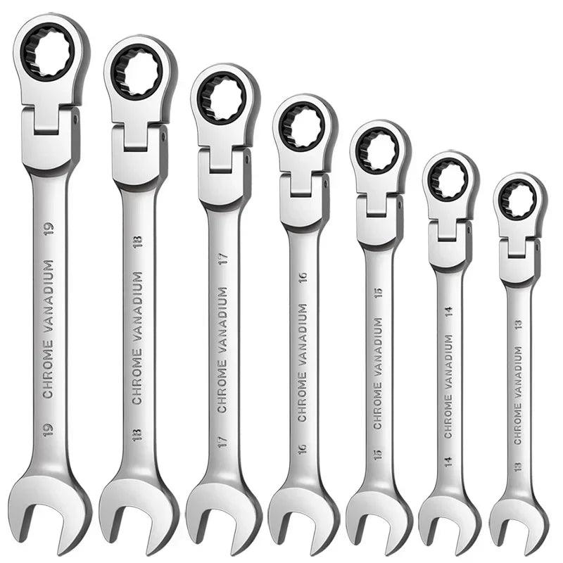 1pcs Flexible Pivoting Head Ratchet Wrench Spanner Garage Metric hand Tool 6mm-24mm For auto and Home Repair 1pcs