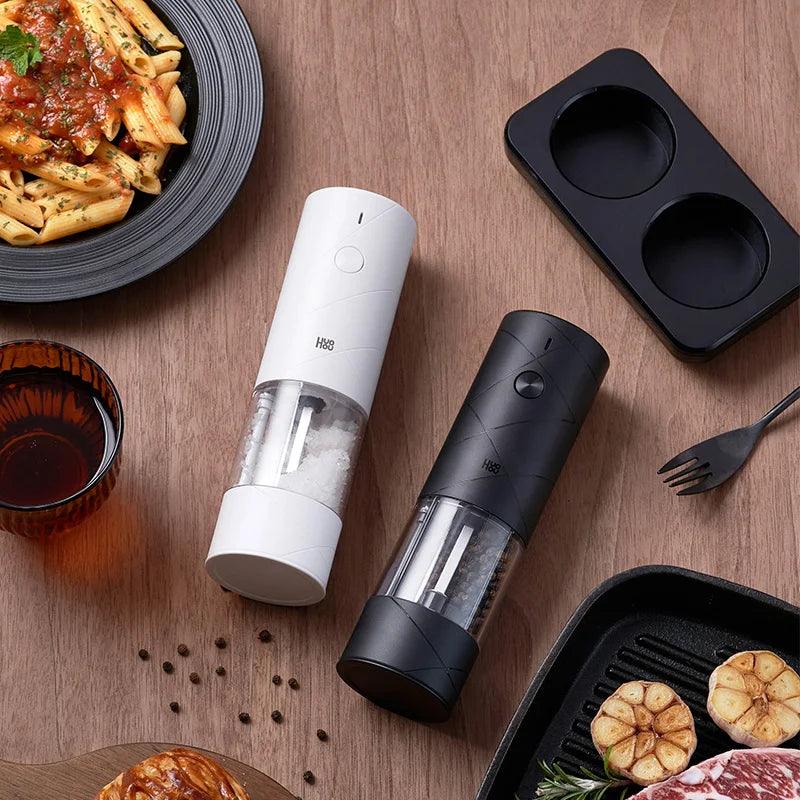 2024 NEW Huohou Electric Grinder Pepper Seasonings Spices Grain Mill Salt Shaker LED Light 6 Modes Kitchen Cooking Tool 2pcs Set