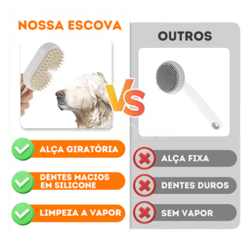 Escova Vapo Pet Removedor De Pelo Para Pets 3 em 1